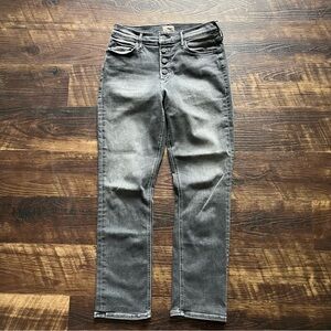 Mother Denim pixie mid rise Dazzler ankle denim jeans in up in smoke gray 28